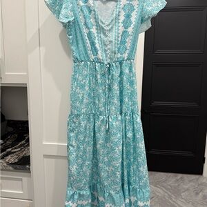SHEIN Light Blue Floral Maxi Dress